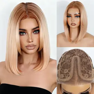 [Style Icon] Synthetic Glueless Bob Wig 12 inches Lace Front Color Wig Pre Plucked Natural Hairline Wig for Women Wear and Go
