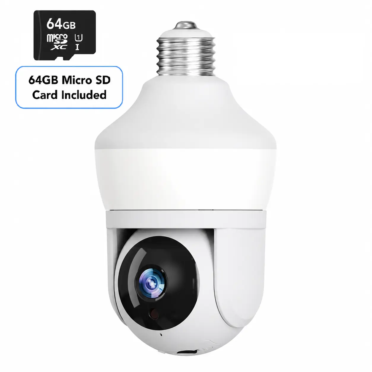 Sight Bulb Pro with 64 GB SD Card - Hidden Security Camera Light Bulb – 360° WiFi Surveillance w/ Motion Alerts, Night Vision & 2-Way Audio | Screw-In Setup