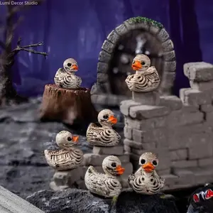 20PCS Gothic Skeleton Duck Mini Figurine Set - Cute Spooky Resin Skull Ducks for Halloween Decoration, Ornaments, Goth Room Aesthetic Collectible Gifts