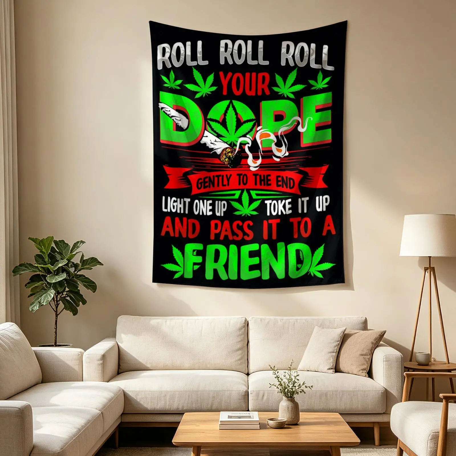 Funny Weed Pot Lover Roll Joint Friend Smoking Marijuana Tapestry Wall Blanket Dorm Room Decor