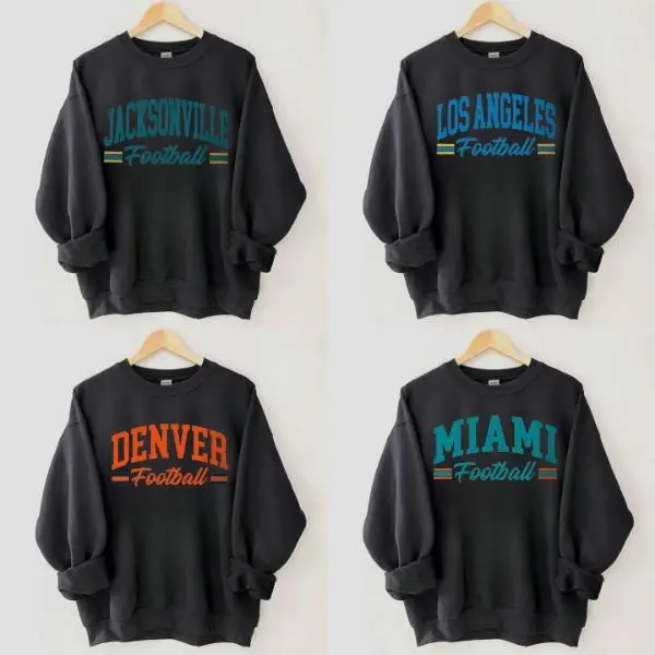 All Teams Football Vintage Style Sweatshirt - Black Color Crewneck, Retro All Teams Football Unisex Sweatshirt, For Women, For Men, Football Fan Gift Menswear