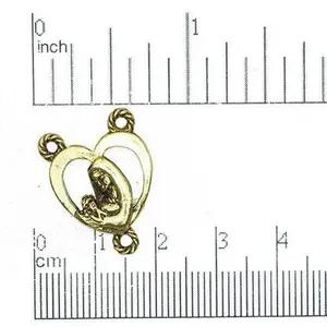 25mm x 16mm Mary and Jesus Heart Charm Connector - Made of Pewter - Sold Individually - CBS3497