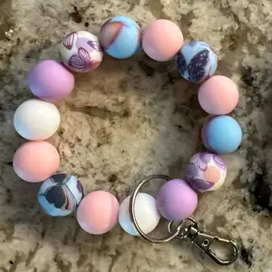 Pastel butterfly Slicone wristlet keychain