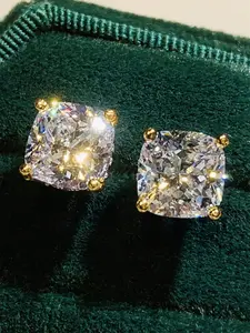 1 Pair Classical Cubic Zirconia Stud Earrings For Women Solitaire Earrings For Valentine's Day Gift Wedding Engagement Anniversary Party Jewelry Elegant Minimalist Earrings