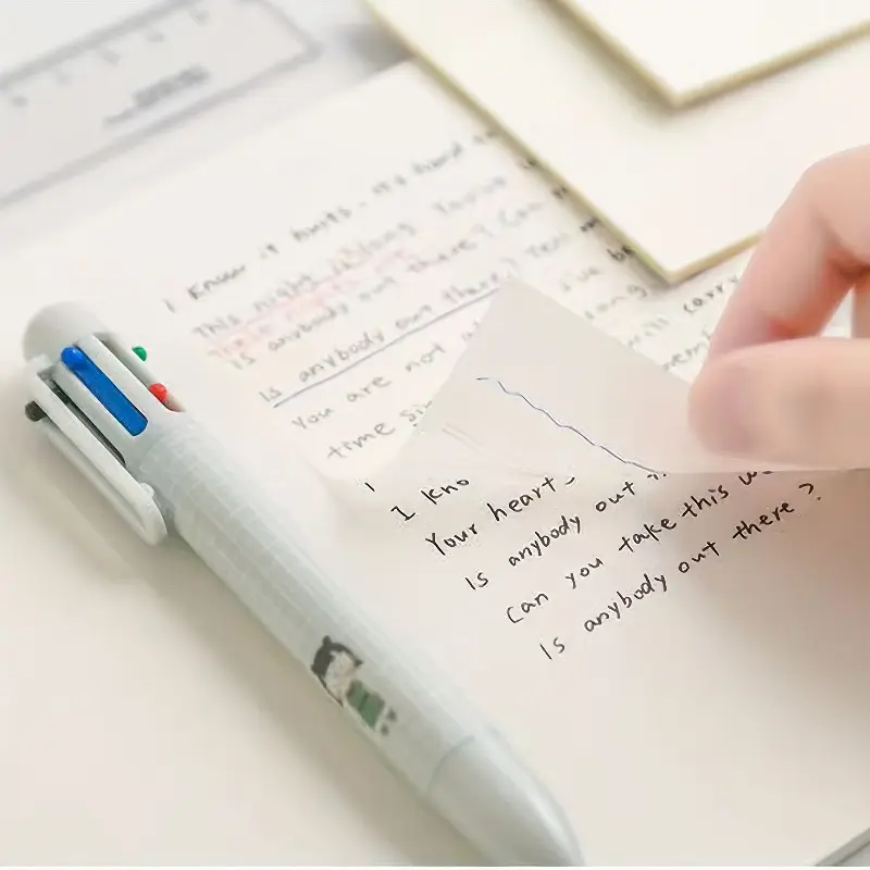 50sheets PET Transparent Sticky Notes, Tracing Paper, Re-pasteable, Note Paper For Student Error Correction, Transparent Note Paper, Stationery, Office Supplies And School Supplies50sheets PET Trans
