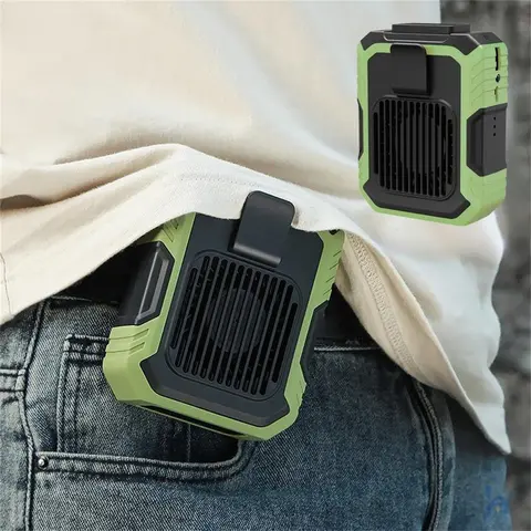 2026 New Unisex Portable Waist Fan - Hands-Free Wearable Belt Clip Device with Emergency Portable Charger, 3-Speed Flow, Rechargeable, LED Light for Outdoor Work, Travel