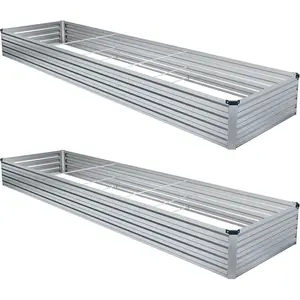 2 count 10x3x1FT Galvanized Raised Garden Bed-Outdoor Planter Box for Vegetables-Metal Garden Bed,Rectangle Planting Box for ,Flower