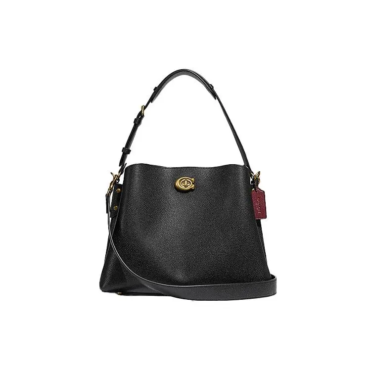 COACH Willow 32 Satchel Handbag for Women – Top-Zip Closure, Removable Strap, Genuine Leather, Black