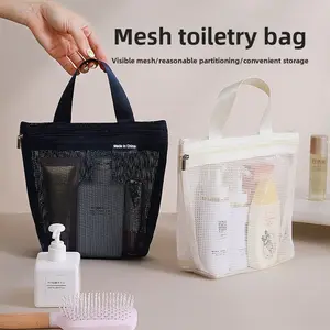 INS-Style Portable Mesh Tote - Drainage Storage Bag for Shower, Toiletries, Travel & Swimming