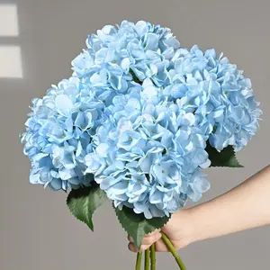 4-Pack 18-Inch Real Touch Artificial Hydrangeas, Lifelike Fabric Flowers for Outdoor, Wedding, Christmas, Office, Home, Party, Living Room Table Decor