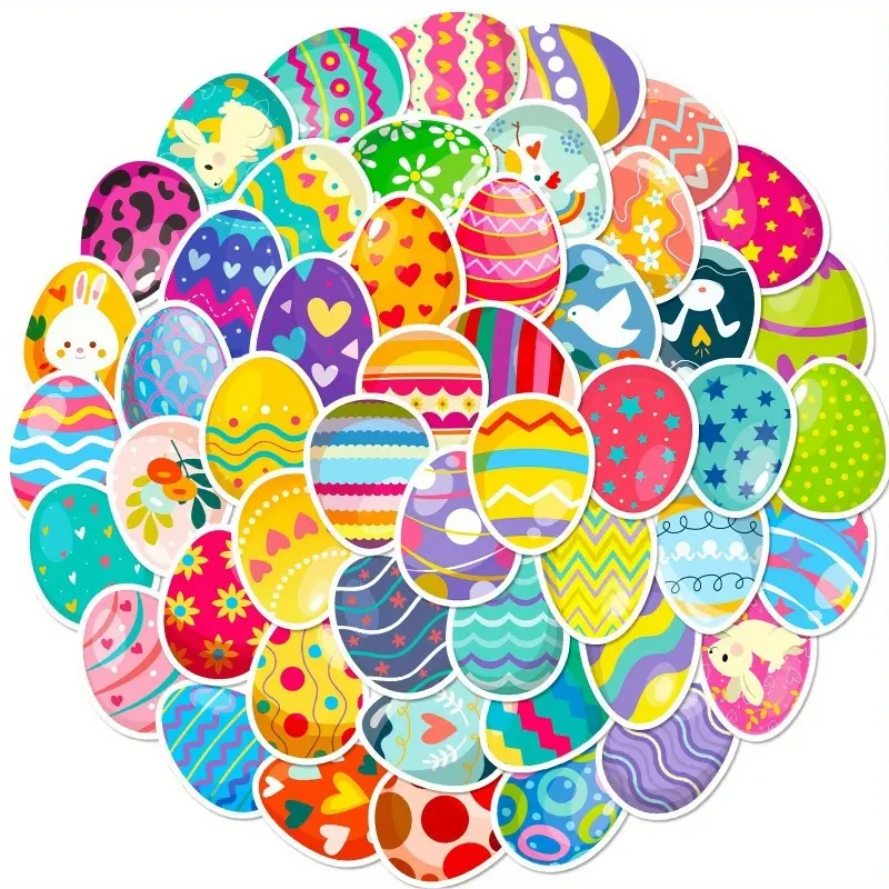 Cartoon Easter Egg Stickers (100pcs Random), DIY Decoration, New Style Easter Bunny Element Party Decorations, Perfect for Holiday Celebrations