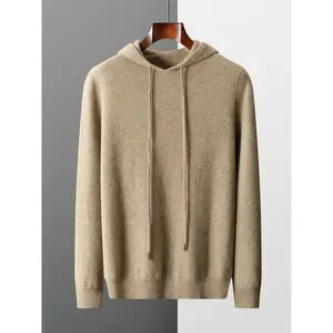 Autumn Winter New Men Cashmere Hoodie Sweater 100% Merino Wool Hooded Pullover Male Knitwear Quality Soft Casual Jumpers(Sheets)