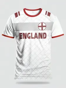 England National Team Theme Jersey, Summer Quick-Dry Breathable Round Neck Short Sleeve, Men's Football Match Training Wear