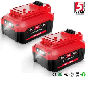 New 2Pack 8.0Ah 20 Volt Max For Craftsman V20 Li-Ion Battery CMCB206 CMCB204 CMCB20