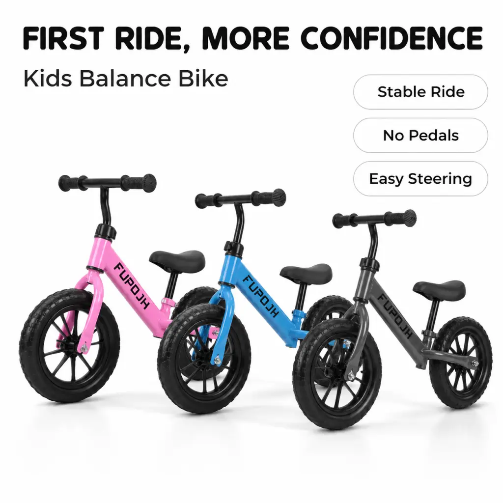 Toddler Balance Bike for Ages 2-5 - Lightweight Pedal-Less Training Bike, Adjustable Seat, Adjustable Handlebars, EVA Tires, Glow-In-The-Dark Rims, Ideal Kids' Ride-On Toy Gift