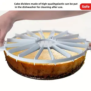 Multifunctional Cake Slicer - 14/16 serving splitter for cheesecakes and pastries, high temperature resistant dishwasher plastic baking tools, white