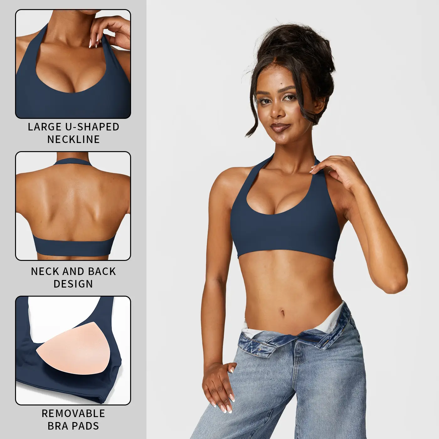 MFVIM Women's Body-Hugging Minimalist Activewear Sports Bra - Backless, Cushioned, Low-Cut, Seamless, Wireless Tank Top for Yoga, Gym Workouts, Body-Hugging Sports Bras, Minimalist Sports Bras