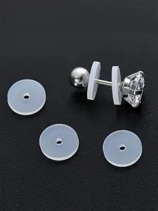 100pcs of Silicone Earring Stoppers for Piercings, Transparent Discs That Stabilize And Support, 7Mm Patches for Earlobes.