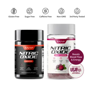 Snap Supplements - Nitric Oxide Booster 60ct + Cherry Flavor Nitric Oxide Gummies - Natural Supplement