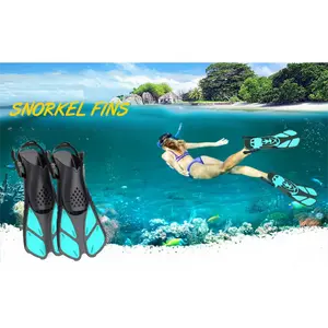Snorkel Fins Adjustable Buckles Swimming Flippers Short Silicone Scuba Diving Shoes Open Heel Travel Size Adult Men Womens Outdoor Diving Gear Snorkeling Gear