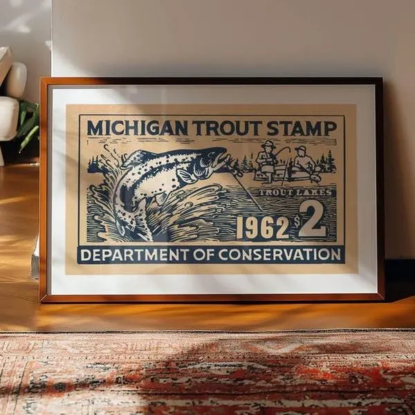 Retro Animal Stamp Collection Poster Unframed, Outdoors Wildlife Print, Rustic Cabin Wall Art, Gift for Hunter Dad, Vintage Lodge Home Decor