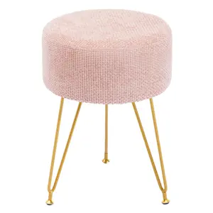 Aesthetic Minimalist Velvet Vanity Stool Round Footrest Ottoman Makeup Chair for Vanity Room Bedroom Entryway