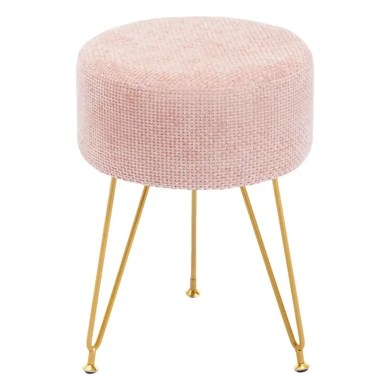 Sweetcrispy Aesthetic Minimalist Velvet Upholstered Cushion Stool - 18" Height Indoor Ottoman, Modern Footstool with Velvet Soft Touch, 3-Leg Gold Support, Floor-Safe Pads, Multifunctional Vanity Stool, 6" Thick Seat Pad for Bedroom