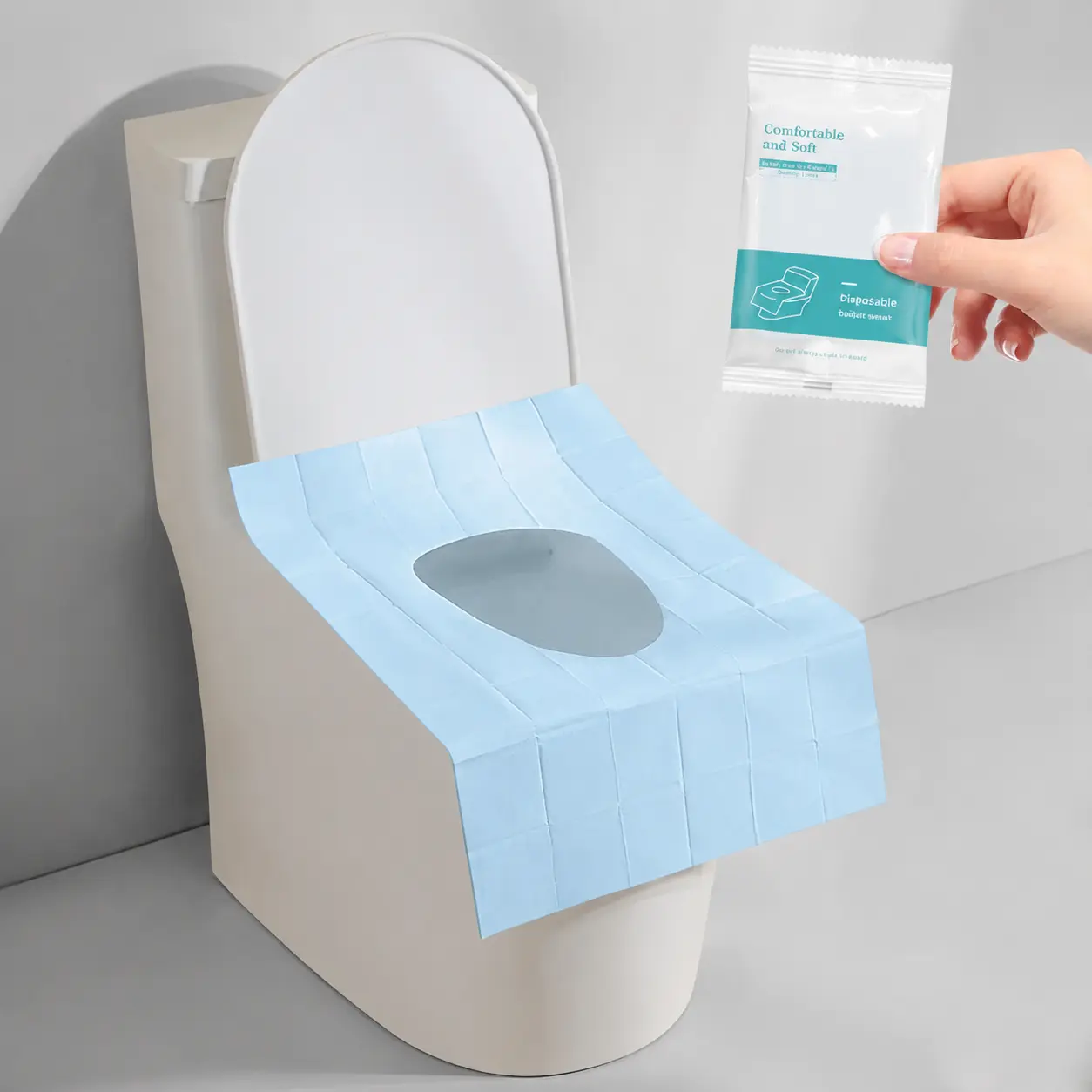 Disposable Toilet Seat Covers (10-20-40-Pack), 16x24in Nylon Plain Waterproof Portable Travel Non-Slip Individually Wrapped Boxed Bathroom Home Hygiene Essentials