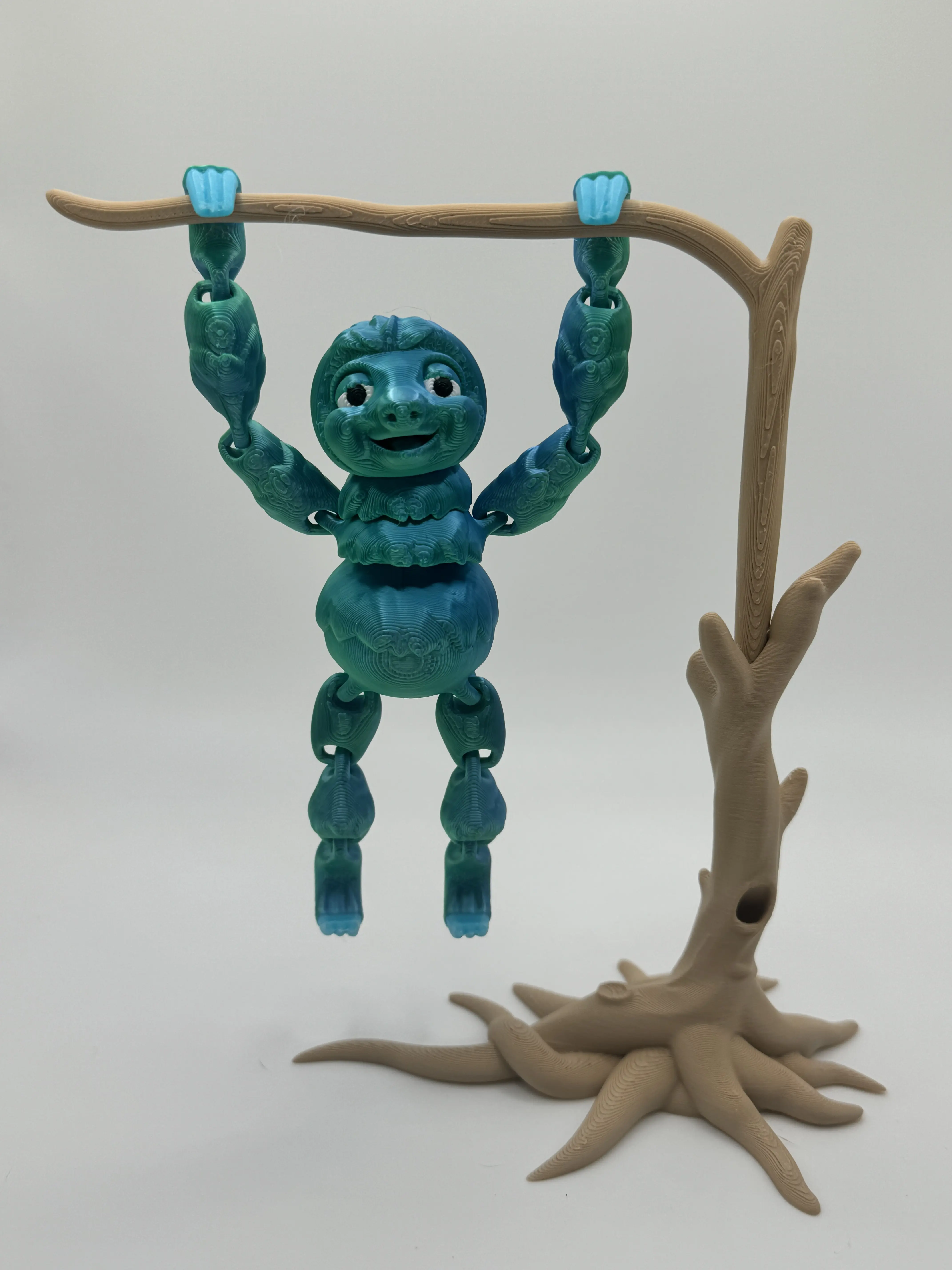 Adjustable 3D Printed Sloth with Tree - Home and Office Decor for Animal Lovers
