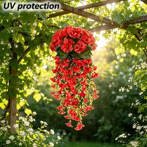 6Pcs Realistic Vine & Tulip Mixed Artificial Hanging Flowers, Decorative, UV Resistant Fade Proof Outdoor Faux Floral, Maintenance-Free, Ideal for Weddings, Gardens, Porch, Patio & Spring Seasonal Events