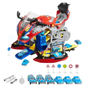 25-Piece Interactive Motorcycle Engine Mechanic Toy Kit for Toddlers 3+, ABS Plastic, Lifelike Tools, Smooth Finish, 6-in-1 Sound-Light Effects, Removable Parts, Simulated Racing Track (Red)