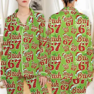 67 Bruh Christmas Pajamas Set, Six Seven Long Short Sleeve Pajama, Meme Funny Youth & Adult Holiday Sleepwear, Family Xmas Pjs 45985 31