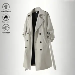 Trench Coat Men's Single Breasted Lapel Trenchcoats Mid-Length Jackets Suitable for Autumn Winter Business Casual Wear for Men Outdoor Daily Menswear Tops
