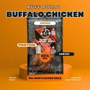 "Buff Pollo" - Buffalo Flavored Chicken Jerky (6oz) High Protein Premium Snack beef