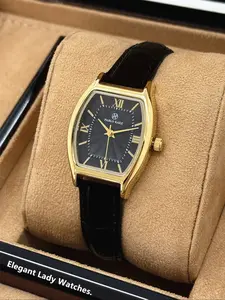 Luxury Gold-black Women's Wristwatch, Modern Fashionable Wristwatch, With Bucket-shaped Case And Small Dial, Casual And Fashionable, Women's Business Watch, Stainless Steel Quartz Watch, Exquisite Gift For Family And Friends