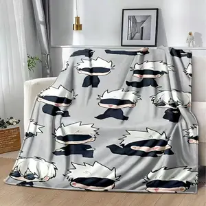 Cartoon Anime Jujutsu Kaisen Throws Blanket Super Soft Featuring Yuji,Megumi,obara and Satoru Gojo Blanket for Travel Beding Bed