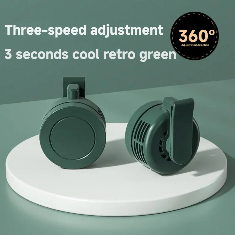 Portable Silent Mini Bladeless Electric Fan, Adjustable 3-speed Suspended Waist Fans, Rechargeable Rotating Body Fan, Suitable for Outdoor & Travel & Office, Travel Accessories, Boyfriend Gift