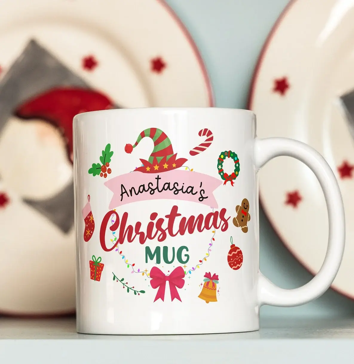 Personalized Christmas Mug SVG - Sublimation Wrap Design for 11oz & 15oz Mugs - Instant Digital Download PNG & SVG