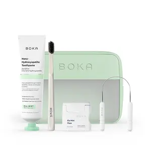 NEW Boka Toiletry Kit Limited Edition TikTok Shop Exclusive: New Year, New Elevated Oral Care Routine | The 2026 Wellness Reset Oral Care Kit: Ela Mint n-Ha Toothpaste, Charcoal Toothbrush, Tongue Scraper, Floss, Fluoride-Free, SLS-Free, Paraben-Free