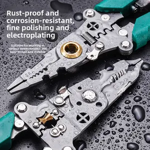 8 Inch Foldable Wire Stripper with Voltage Tester, Upgraded Multifunctional Folding Electrician Cable Cutting Peeling Pliers