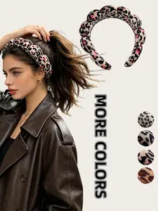 Women's Leopard Print Hairband, Cute High Crown Design, Anti-Slip Wide Band Headband for Autumn Winter, Bohemian Style Hair Accessory, No Slip Headbands, Headbands Women