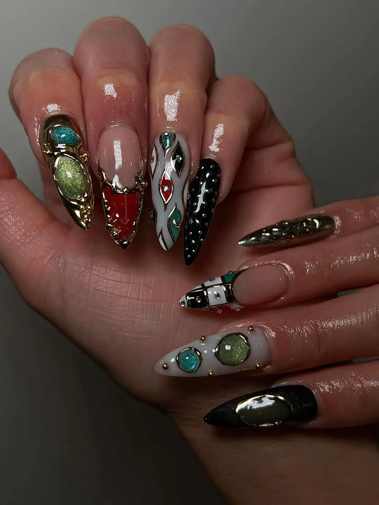 Luxury Square French Tip Press-On Nails | 3D Accent Design | Handmade Reusable Set