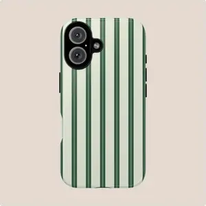 Green striped pattern phone case, sturdy and durable 2-in-1 case, compatible with iPhone 17/16/15/14/13/12/11 Pro Max/Plus/Pro, Galaxy S25/S24/S23 Ultra. Durable, stylish protection, and drop-proof phone case.