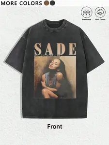 Unisex Sade Adu Singer Graphic Cotton Short Sleeve T-Shirt, Vintage Street Style, Music Lover Gift, Casual All Seasons Wear