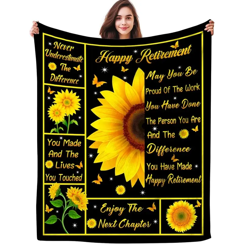 Retirement Gifts for Women Retirement Blanket Retirement Gift for Woman Sunflower Blankets Best Retirement for Women Men Teacher Gifts Party DecorationsThanksgiving Children's Day holiday gifts for family members
