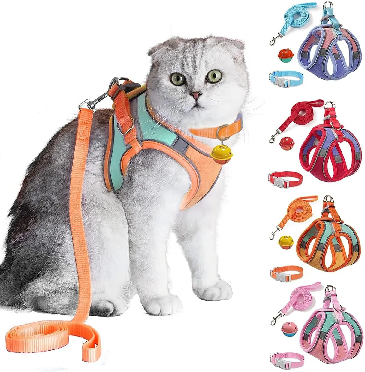 PetSafe Escape Proof Cat Harness, Leash & Collar Set - High-Quality Durable Fabric Cloth Material, Reflective Straps, Quick Release Buckles, Hook & Loop Bonding, Safe Night Walking for Small & Large Cats, Puppies, Rabbits