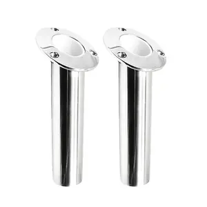 MARINE CITY Flush Mount Rod Holder with Drain 316 Stainless Steel Heavy Duty 30 Degree Angle Corrosion Resistant for Boats Marines and Ships
