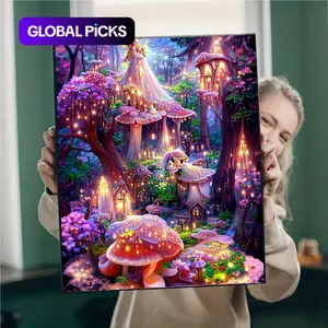5D DIY Full Drill Round Diamond Painting Kit, Dreamy Landscape Starry Sky Pattern, Mosaic Canvas, Home Wall Decor, Halloween Christmas Gift, Diamond Art Tools, DIY Kits #GLOBAL PICKS