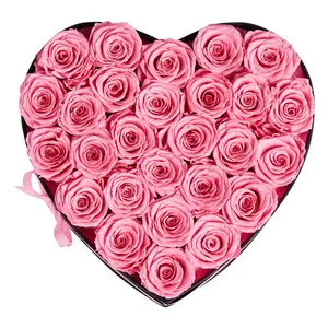 Elegant Pink Decorative Rose Boxes - No-Watering Perpetual Floral Arrangement, Mother’s Day Gift, Indoor Home Office Decoration