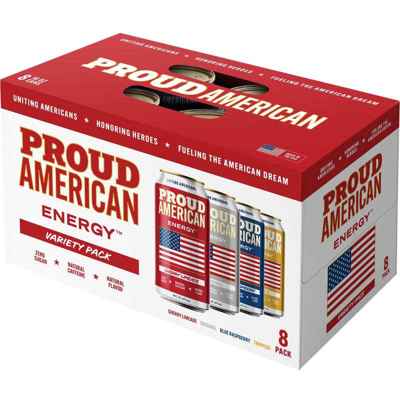 Proud American Energy - Original, Tropical, Cherry Limeade, Blue Raspberry & Variety Flavors (8-Pack)